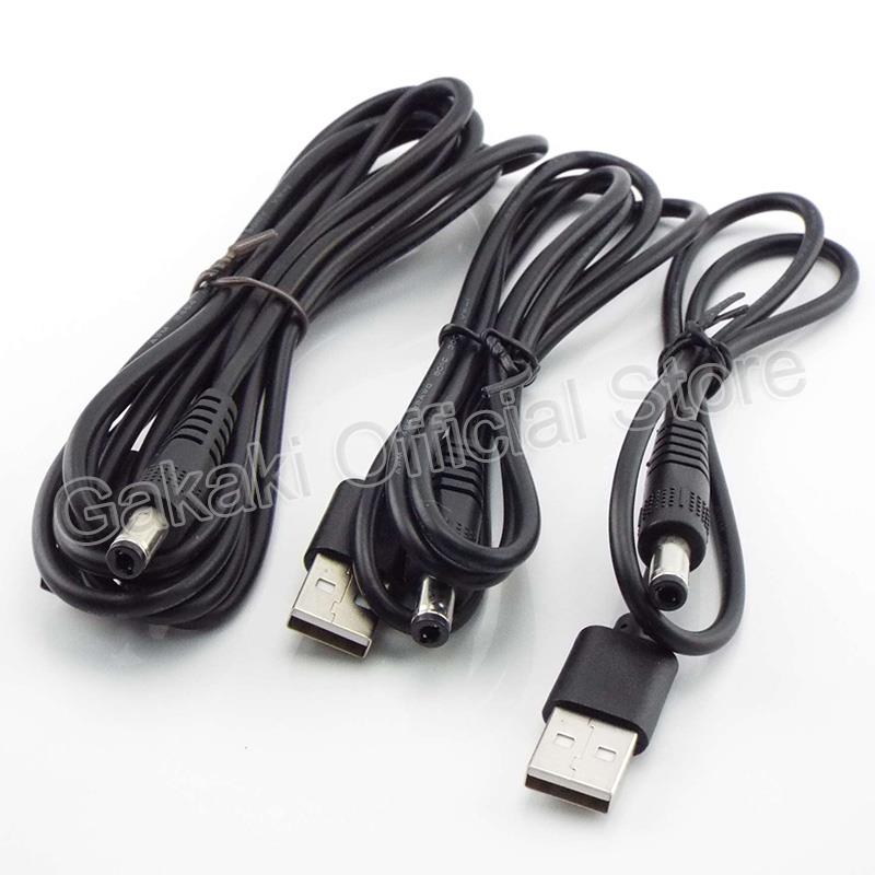 USB A macho enchufe a DC 2,5 3,5 1,35 4,0 1,7 5,5 2,1 5,5 2,5mm enchufe de fuente de alimentación Jack tipo A Cable de extensión cables de conector