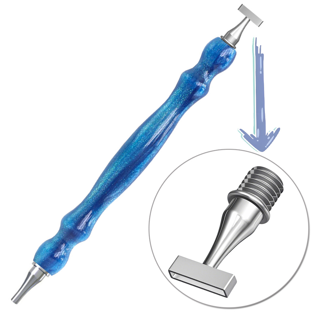 Caneta de broca de ponto de pintura de diamante de resina ergonômica, ponta de caneta de aço inoxidável com rosca fina, adequada para ferramenta de pintura de diamante 5D: Laranja