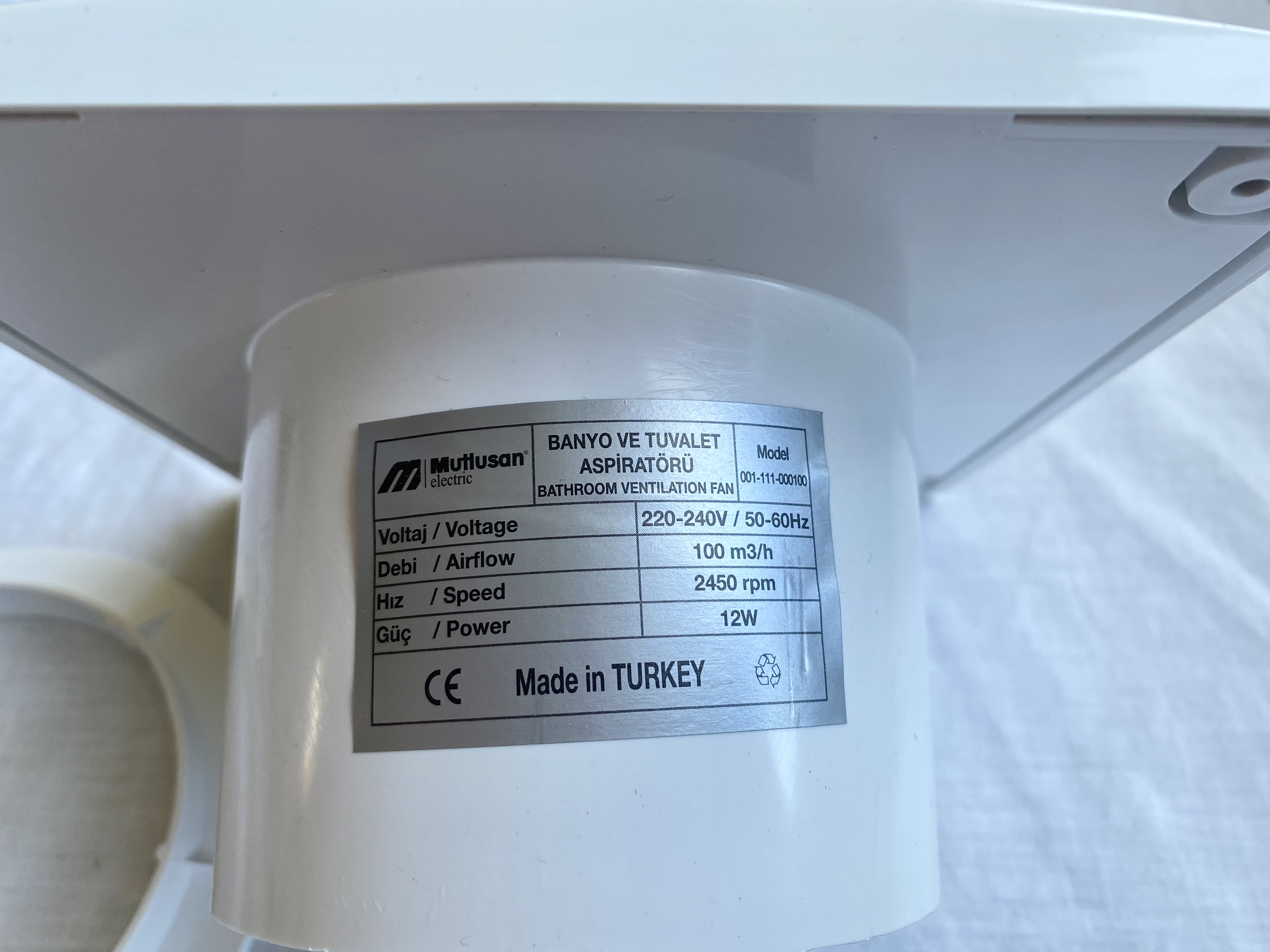 Aspirateur de salle de bain et toilettes (10Cm.) Ventilateur de plafond mural pour cuisine, salle de bain, Garage