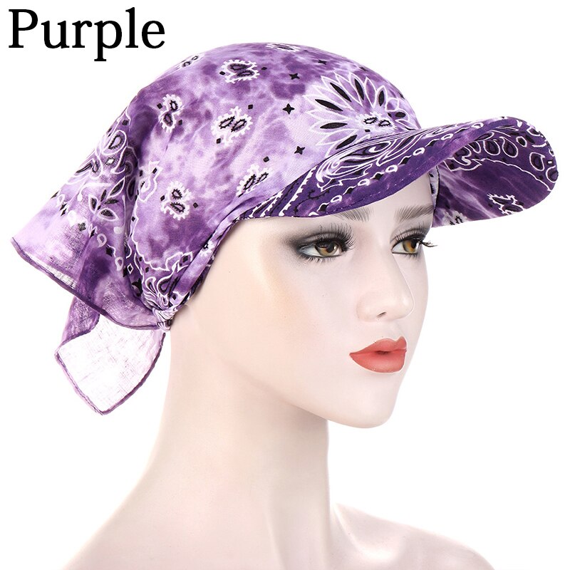 Sunscreen Hedging Cap Bandana Square Scarf Hats Printed Brim Baseball Caps Sunshade Hooded Scarf Headpiece Headscarf: 02