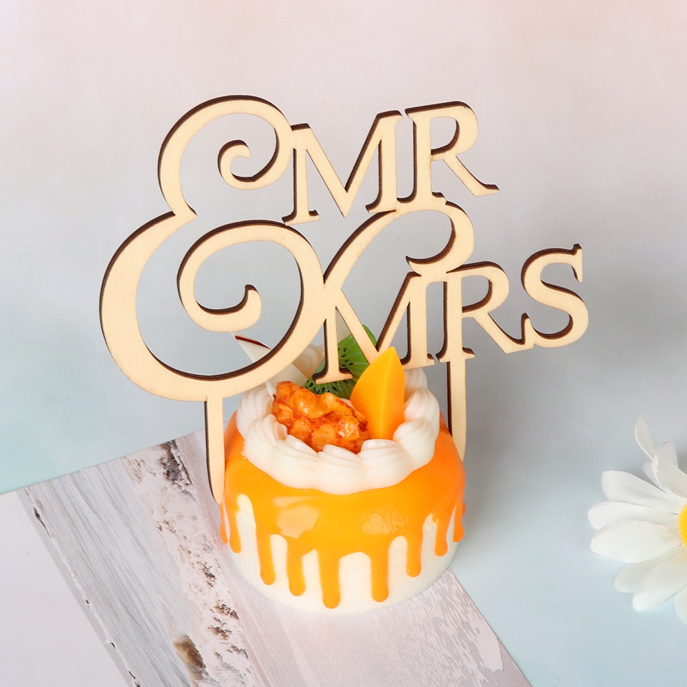 Tarta de boda Vintage de madera de "Mr y Mrs", letras de madera rústicas, decoraciones de pastel de boda, suministros de bricolaje, de compromiso, 1 ud.