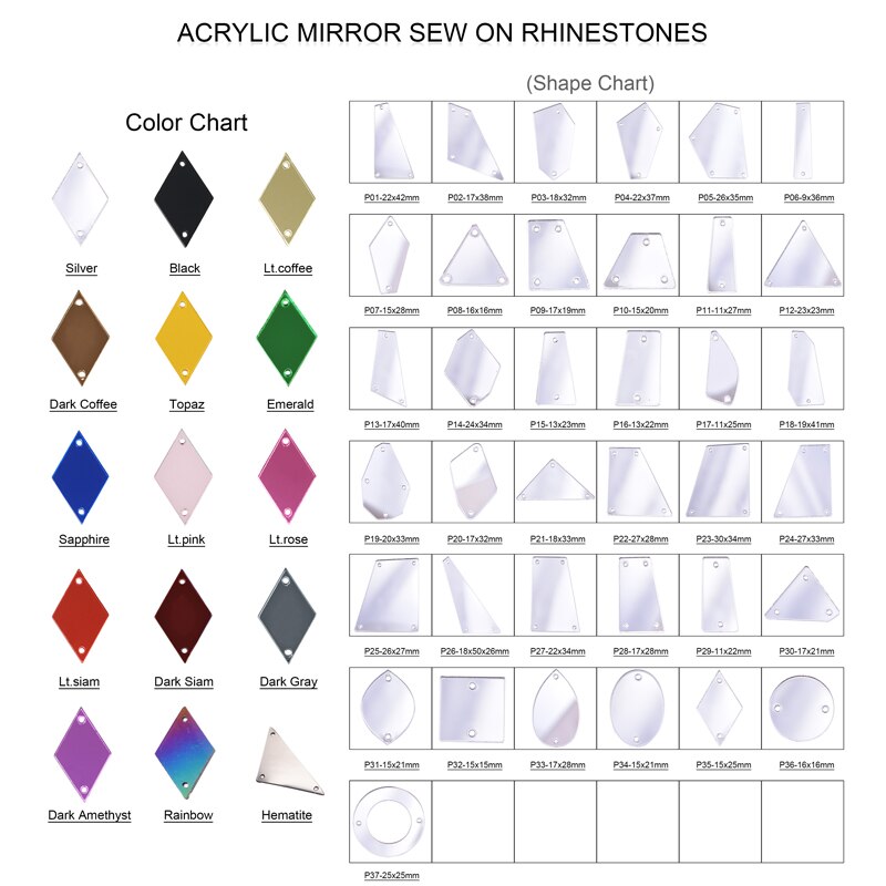 gemischt Größe Farben Acryl Spiegel NäHenne Auf Strass Unregelmäßigen Steinen Kristall Strass DIY F0209