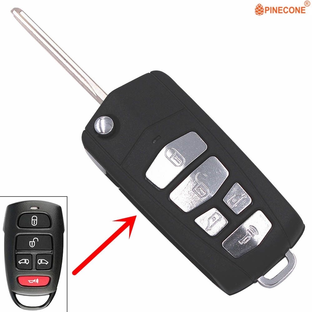 PINECONE for Kia Carnival Sedona Royale Hyundai Entourage 5 Button Key Modified Flip Folding Car Key Fob Shell Case