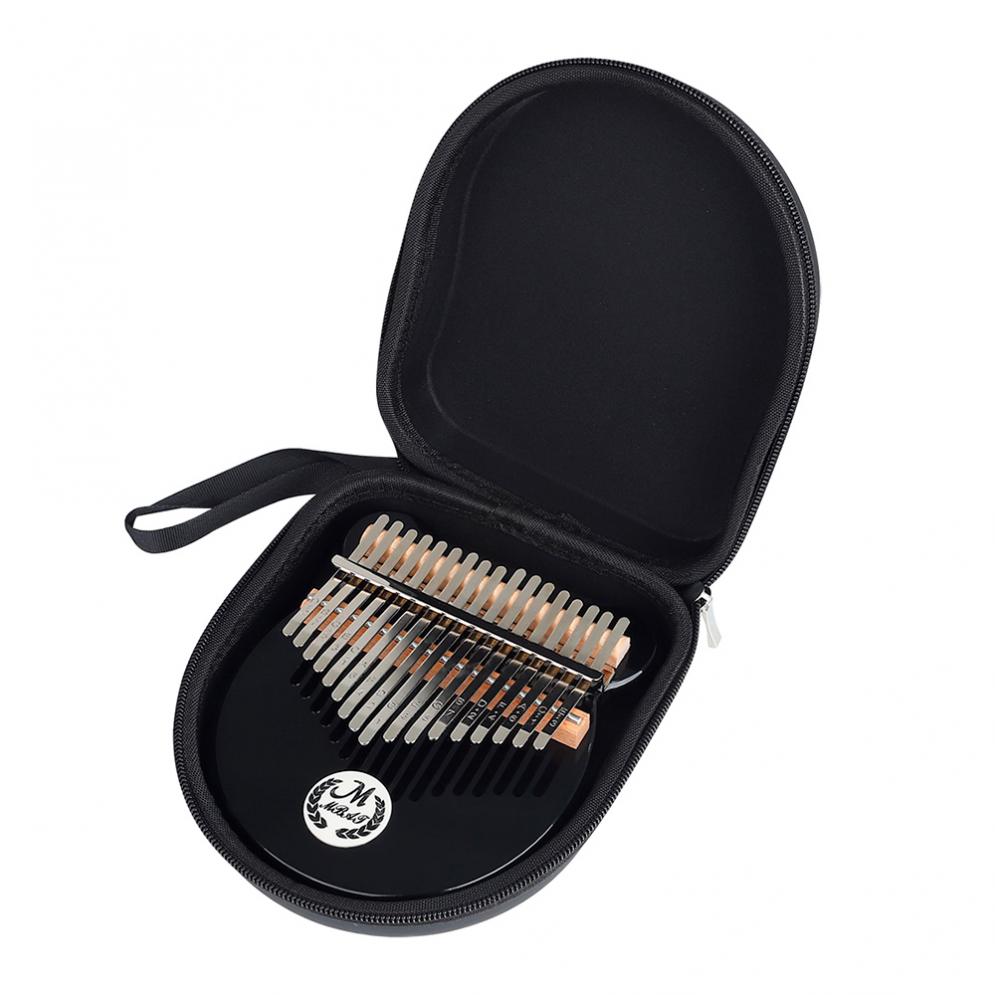 Kalimba 17 Key Electroacoustic Kalimba Crystal Black Bear Face Shape Thumb Piano Mbira with Storage Case: Default Title