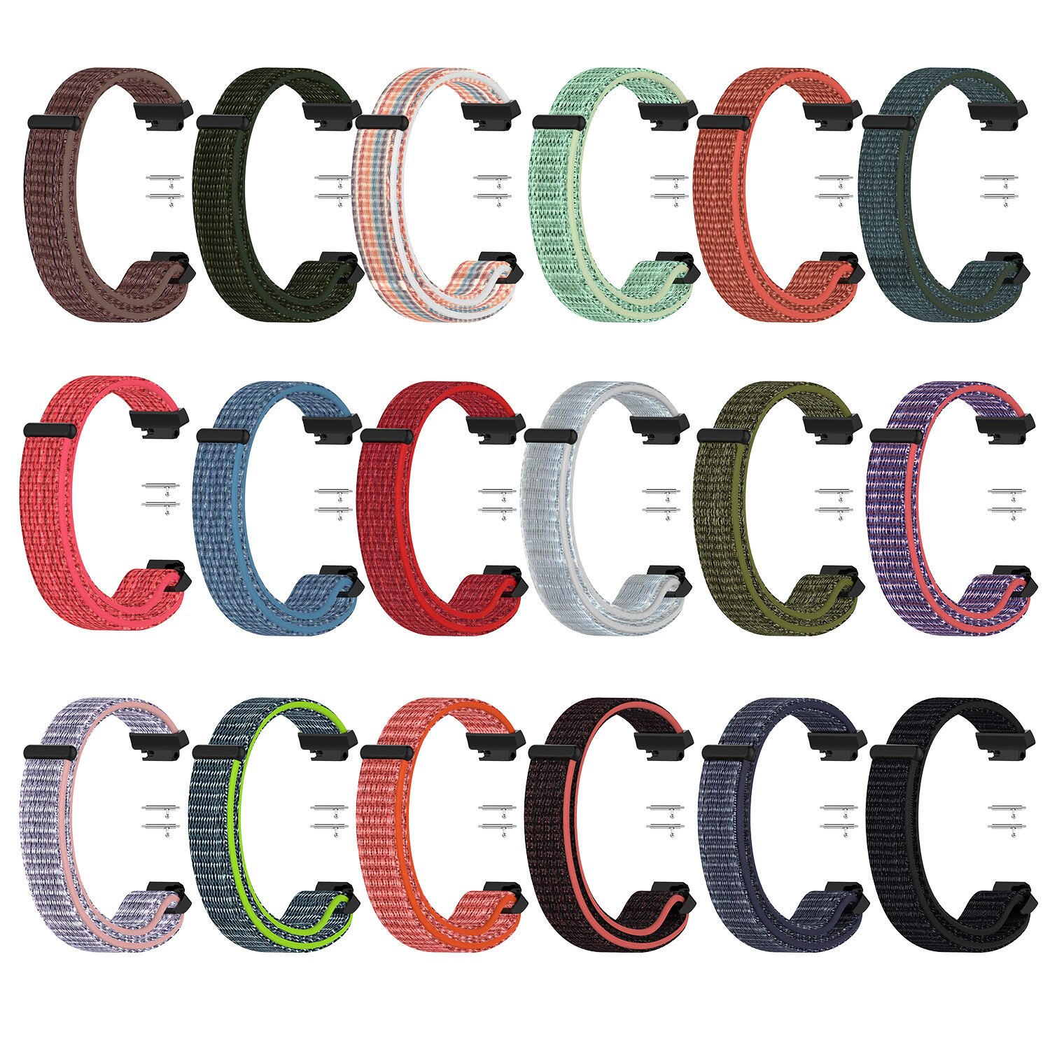 Zachte nylon loopbackband, geweven klittenband polsband, horlogeband voor fitbit inspire hr/inspire smartwatch