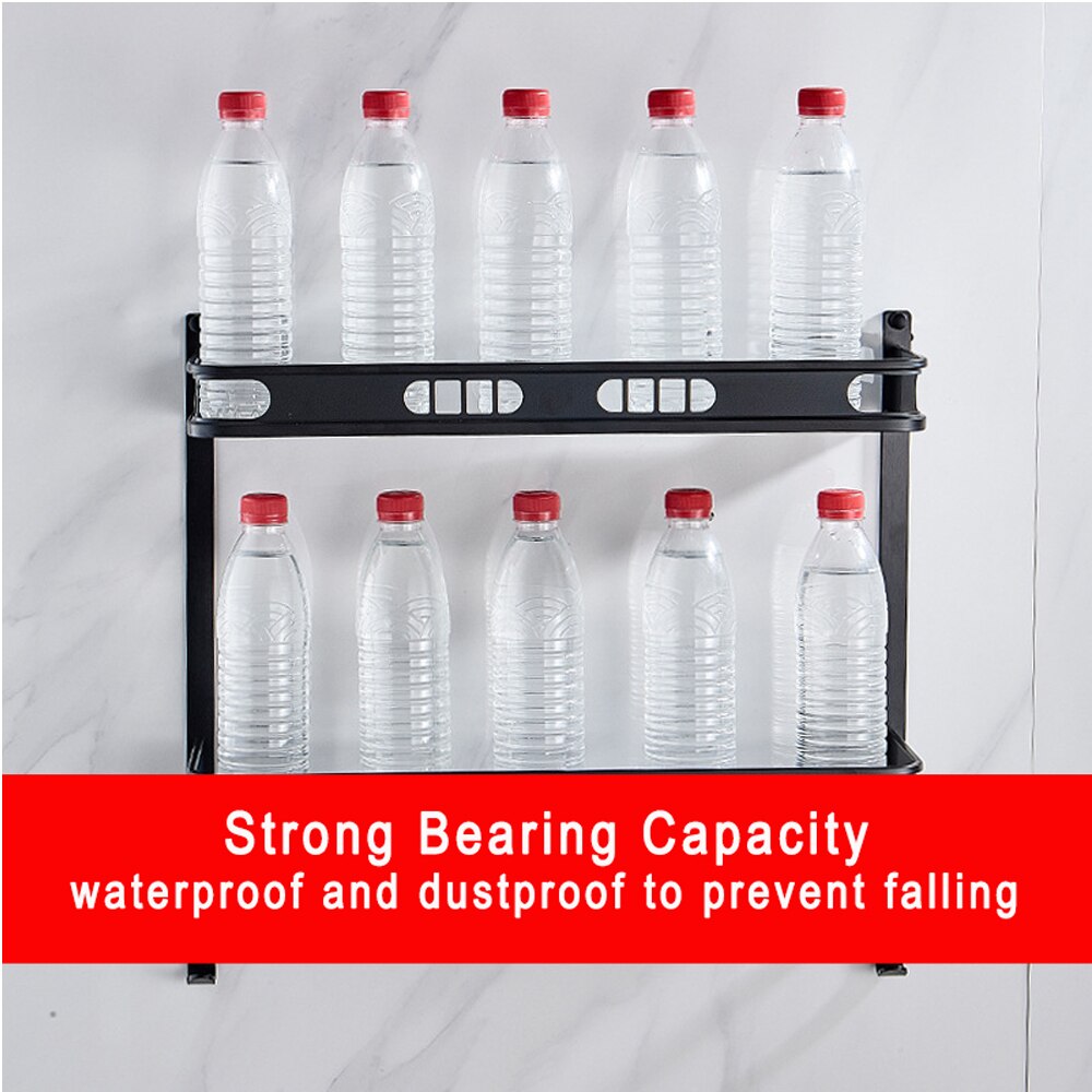 Punch-Free For Bathroom Accessories Space Aluminum Black Multifunctional Single And Double Layer Storage Rack Shower Shelves