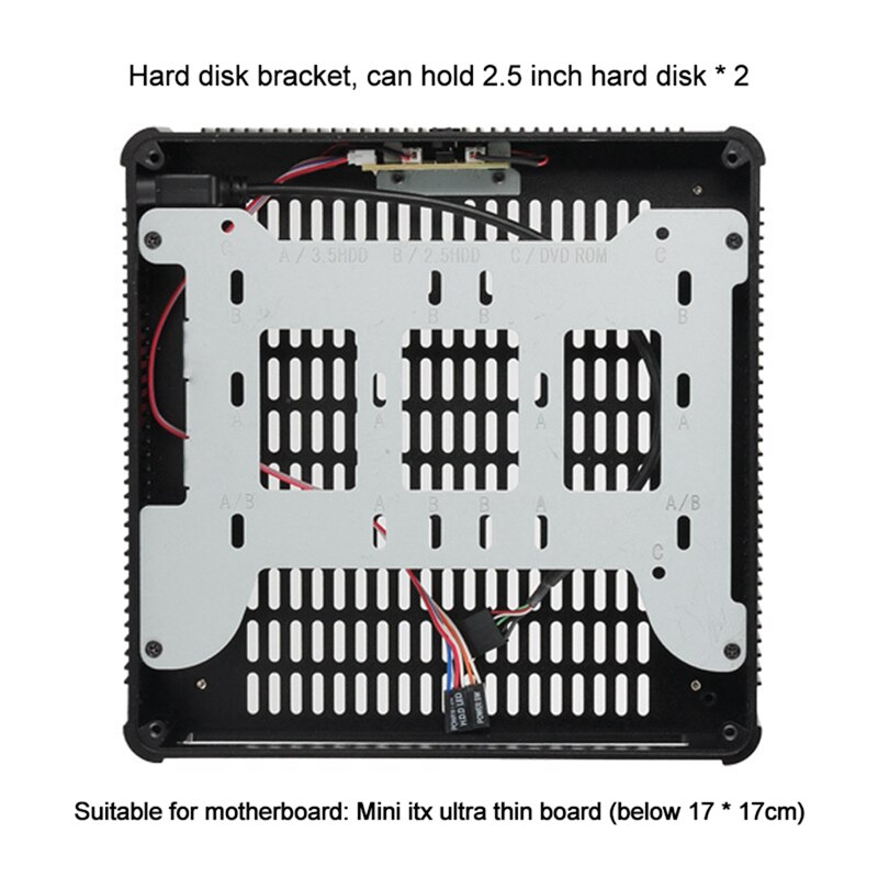 N44 Ultradunne All-Aluminium Mini Case Hoge Warmteafvoer Itx Industriële Desktop Case Voor Diy Mini Itx case