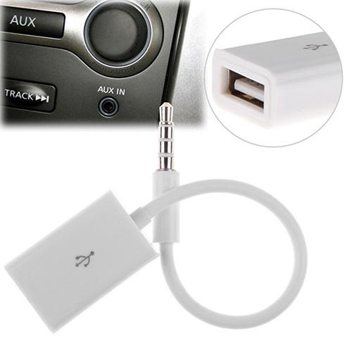 Auto MP3 3.5mm Male AUX Audio Plug Jack naar USB 2.0 Female Converter Cable Cord