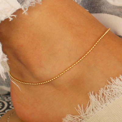 Kleurrijke Kristallen Kraal Enkelbandje Voor Vrouwen Strand Sexy Goud Kleur Voet Ketting Op De Been Mode Enkelband sieraden: beads gold