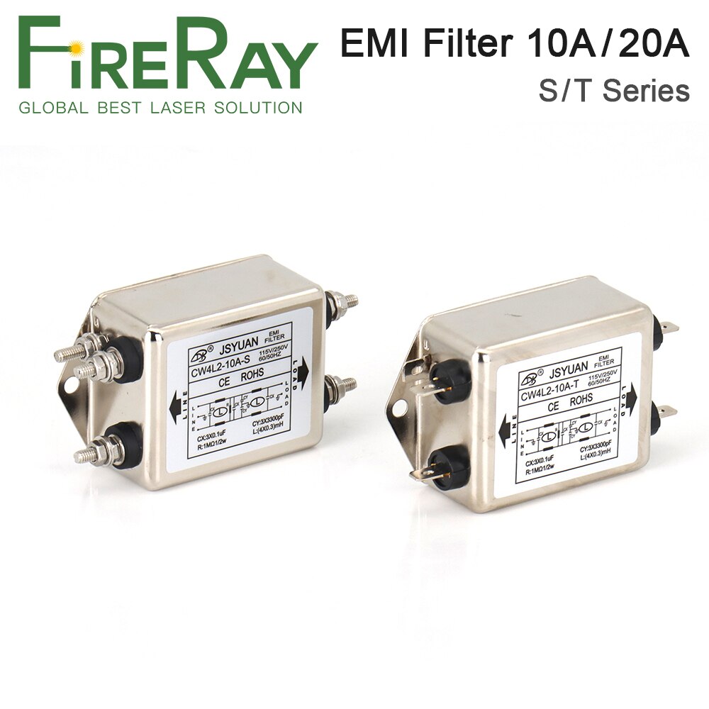 Fireray Emi Filter CW4L2-10A-T/S CW4L2-20A-T/S Eenfase Ac 115V / 250V 20A 50/60Hz