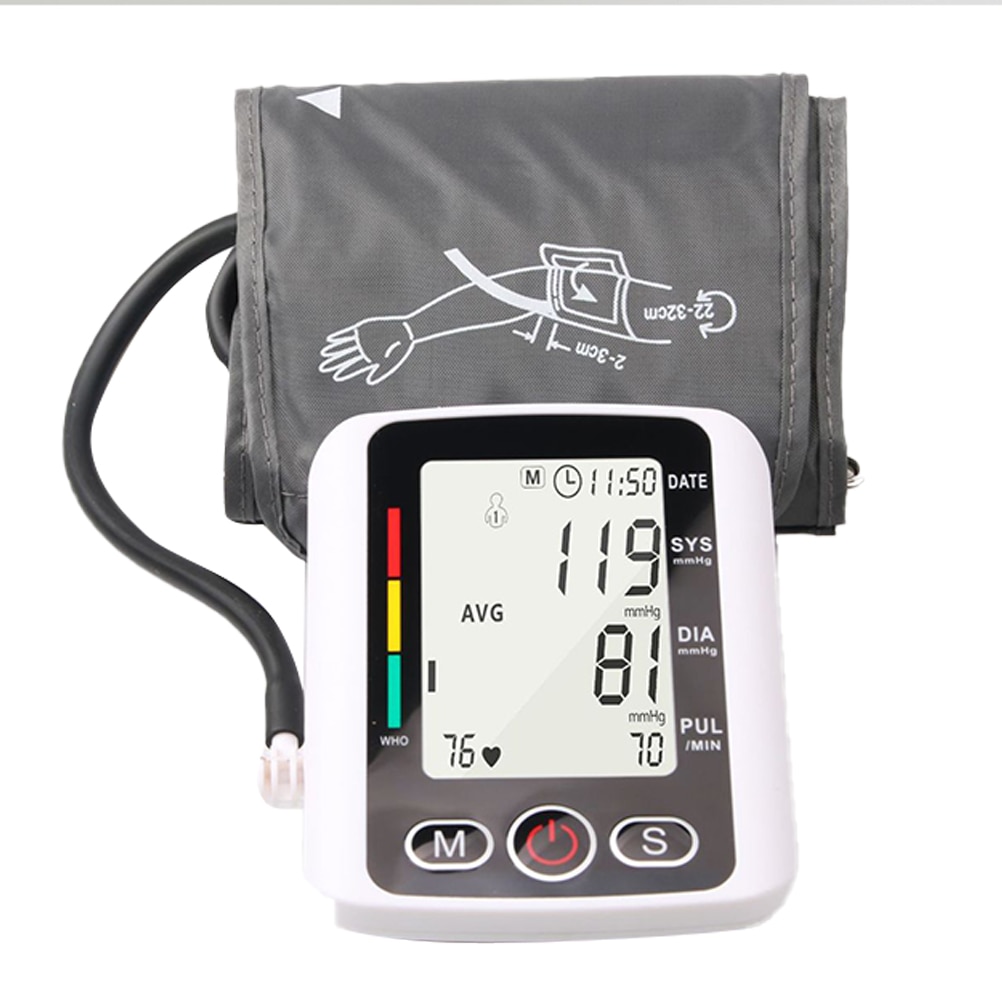 Blodtryksmåler elektronisk blodtryksmåler elektronisk blodtryksmåler arm stil hjemmetonometer uden batteri: Sort
