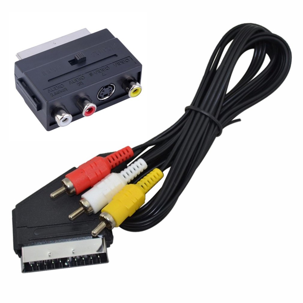1.5M Scart To 3 RCA Scart Audio Video TV/DVD Male Cable Lead Switch Composite Cable Durable PVC Jacket