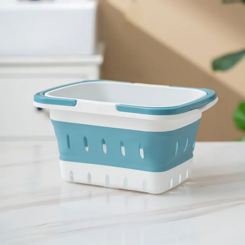 Opvouwbare wasmand Ellips Ovale badkuip - Draagbare waskuip Ruimtebesparende wascontainers Home Organizer Basket: Deep Blue