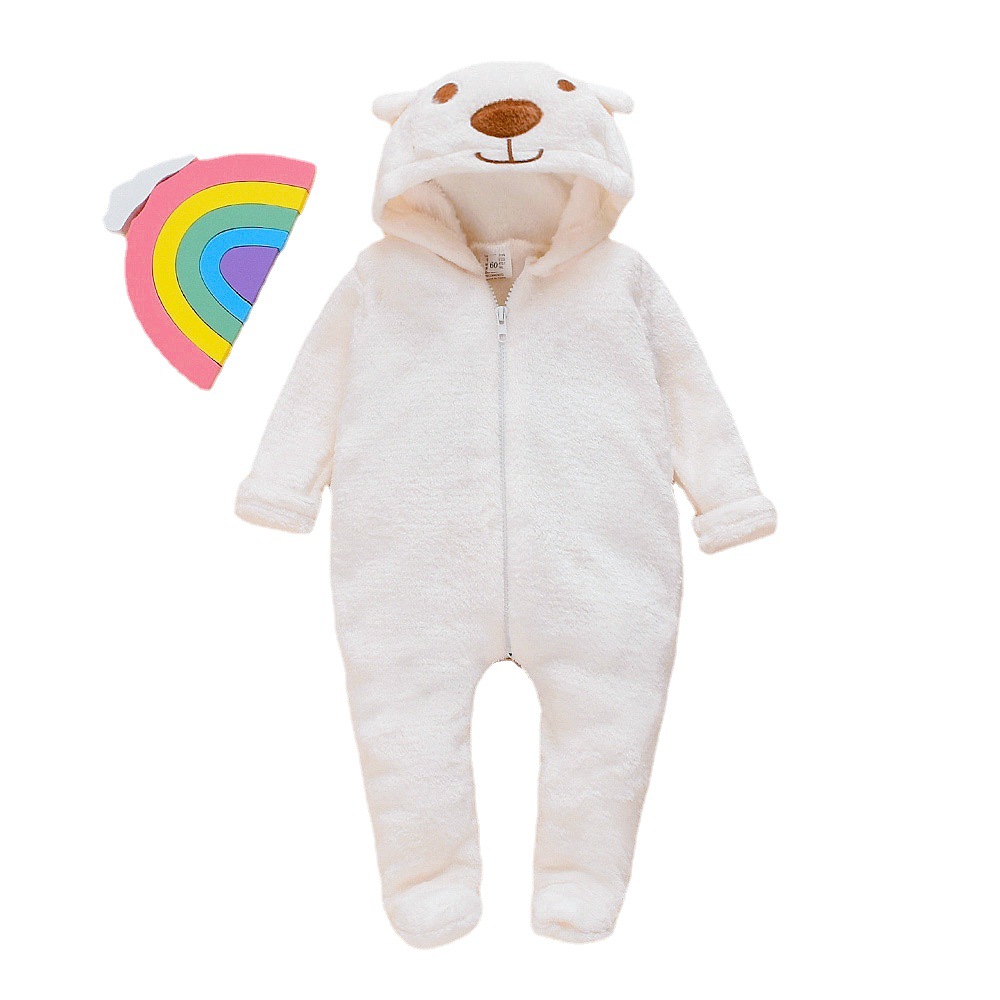 0-1 ano de idade menino meninas outono inverno macacão doce design dos desenhos animados mais veludo quente com capuz macacões jaqueta qualidade roupas criança