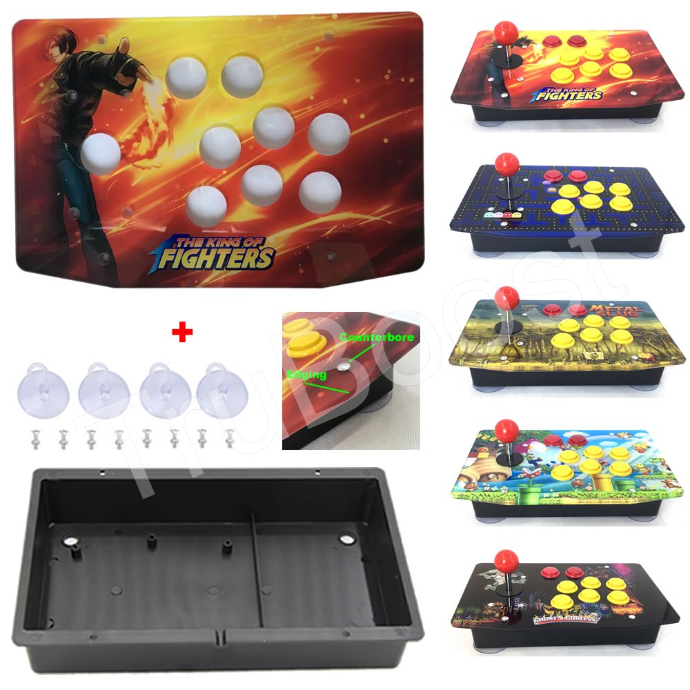 Kits de Joystick d'arcade bricolage boîtier plat à panneau d'illustration Multiple en acrylique, y compris les vis de suceurs