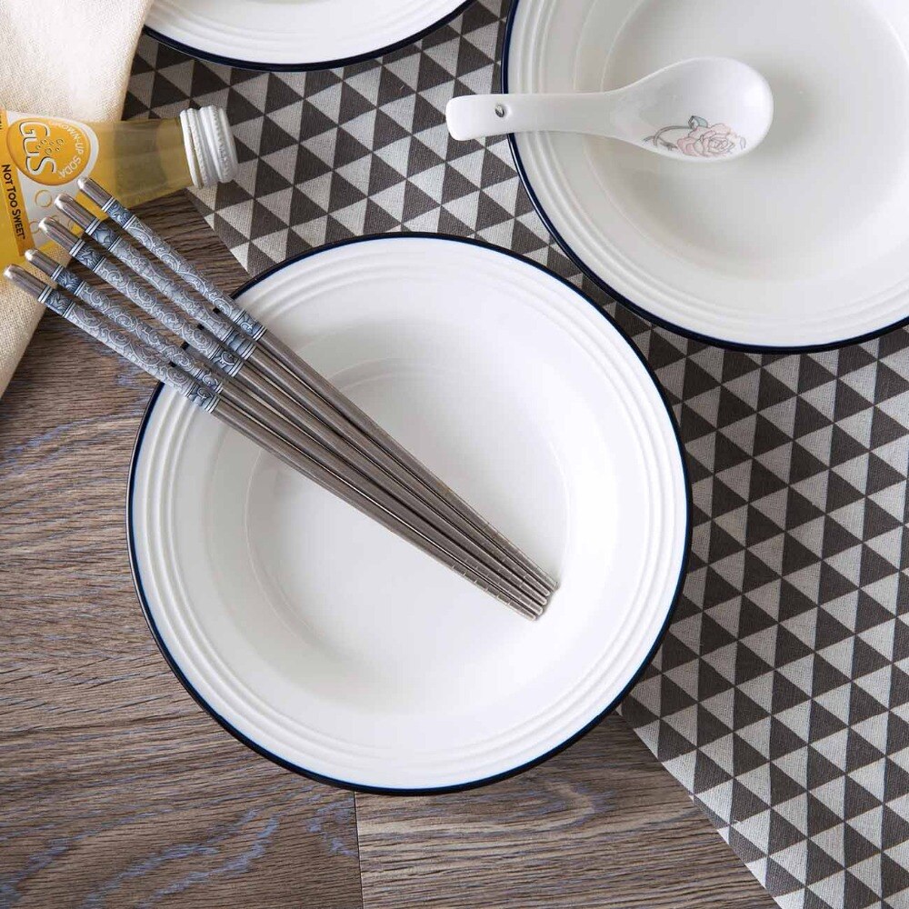 Plato de cerámica blanco grande redondo para sopa, plato hondo, vajilla creativa para el hogar, plato de desayuno, platos de China