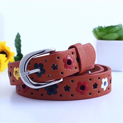 meisje riem Kleurrijke bloem vlinder holle kinderen casual pin gesp riem roze wit blauw geel rood zwart bruin: D