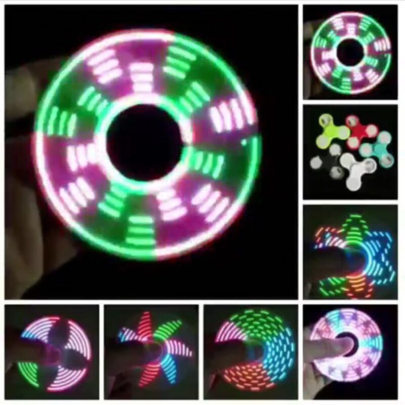 Vinger Fidget Spinner LED Flash Woord Licht Stress Wiel Voor Kinderen Autisme ADHD Angst Stress Focus Speelgoed