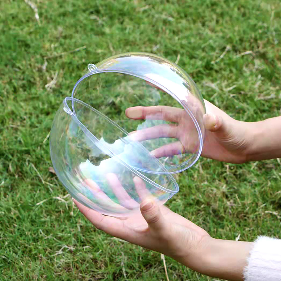 Diameter 10-200mm genomskinlig plast ihålig boll transparent boll för gör-det-själv handgjord dekoration spelkonsol konstverk