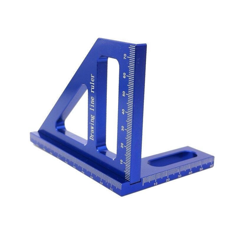 Architectural Tools Kit Triangular Ruler Aluminum Rafter Woodworking Measurement Ruler Shape Ruler Protractor High Measuring Tool For Engineer Carpenter, Layout Tool 0~7in 90 Drafting Triangle