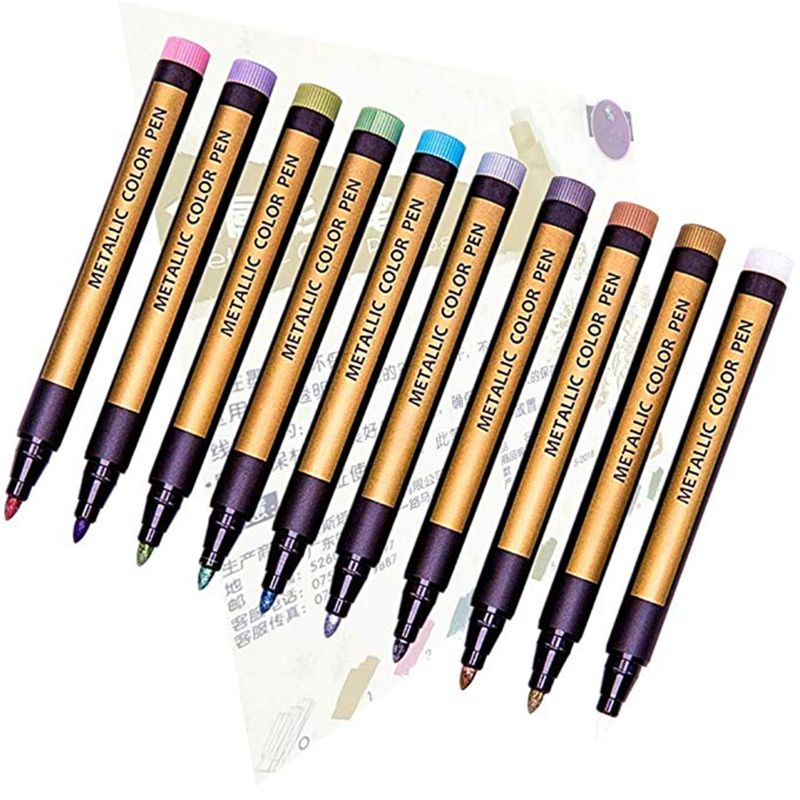 Metallic Marker Pennen, Verf Pennen Set Van 10 Premium Gekleurde Markers, metallic Inkt Art Pen Voor Diy Fotoalbum, Rotsen, Scrapbookin