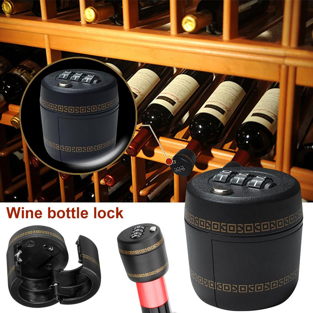 Cerraduras de combinación de botellas de vino de plástico, tapón superior de botella de whisky de licor, tapón de botella de vino al vacío, dispositivo de bloqueo de contraseña