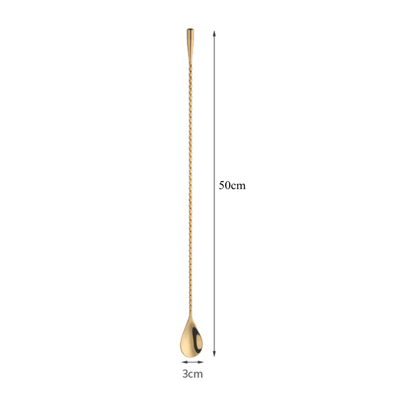 Cuillère à Cocktail à poignée en spirale de 30/40/50cm de Long, agitateur à boisson, tige de mélange de Whisky, outils de barman, ustensiles de Bar de cuisine: 50cm Golden