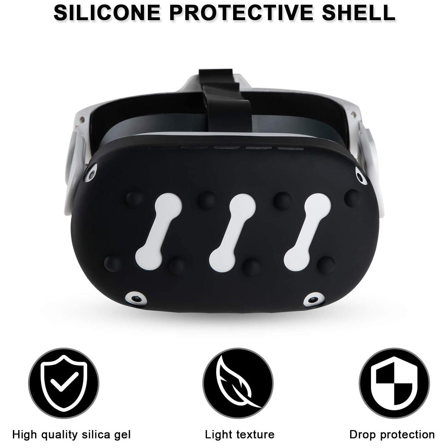 Ypay Siliconen Vr Shell Case Voor Oculus Quest 2 Virtual Reality Front Headset Gezicht Schokbestendig Krasbestendig bescherming Cover