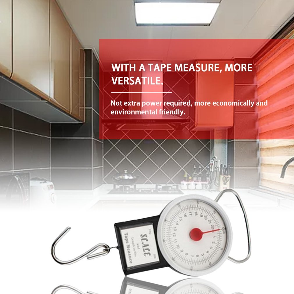 22kg Portable Hanging Scale Balance Fish Hook Said Weighing Balance Kitchen With Measuring Tape Measure Fishing Scales