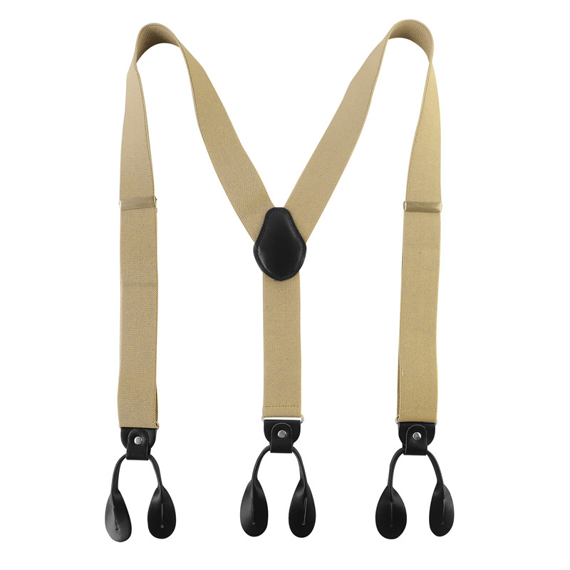 Bretelle Vintage ▾ da uomo di larghezza 3,5 cm con estremità a bottone in pelle PU nera rifinita con retrò a Y, bretelle elastiche regolabili per pantaloni, cintura