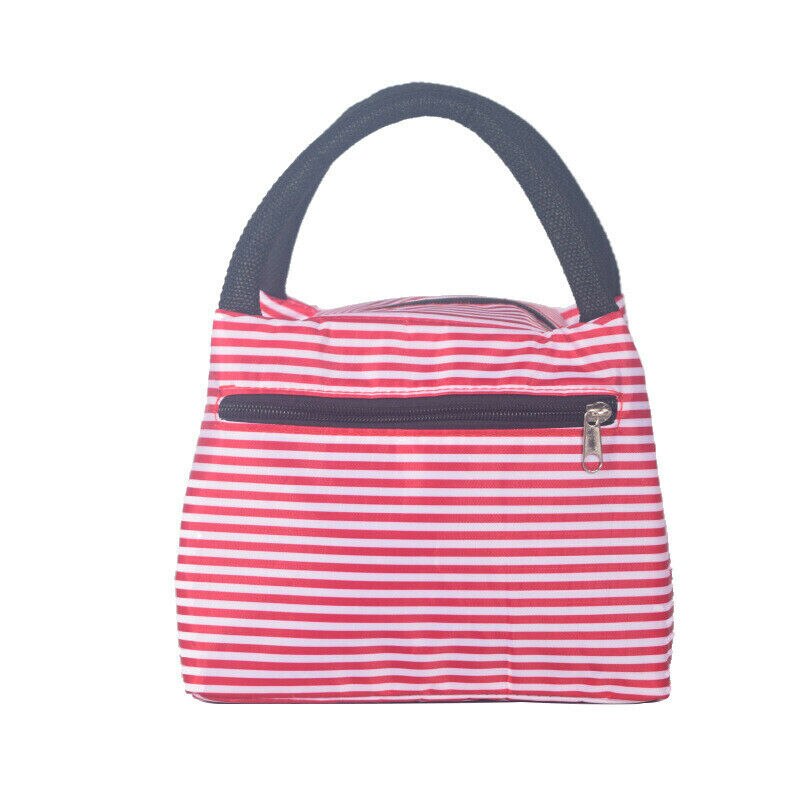 Portable Insulated Lunch Bag Box Picnic Animal Thermal Insulated Cooler Waterproof Tote Storage Bag For Adults Women Girls: 1 Red Stripes