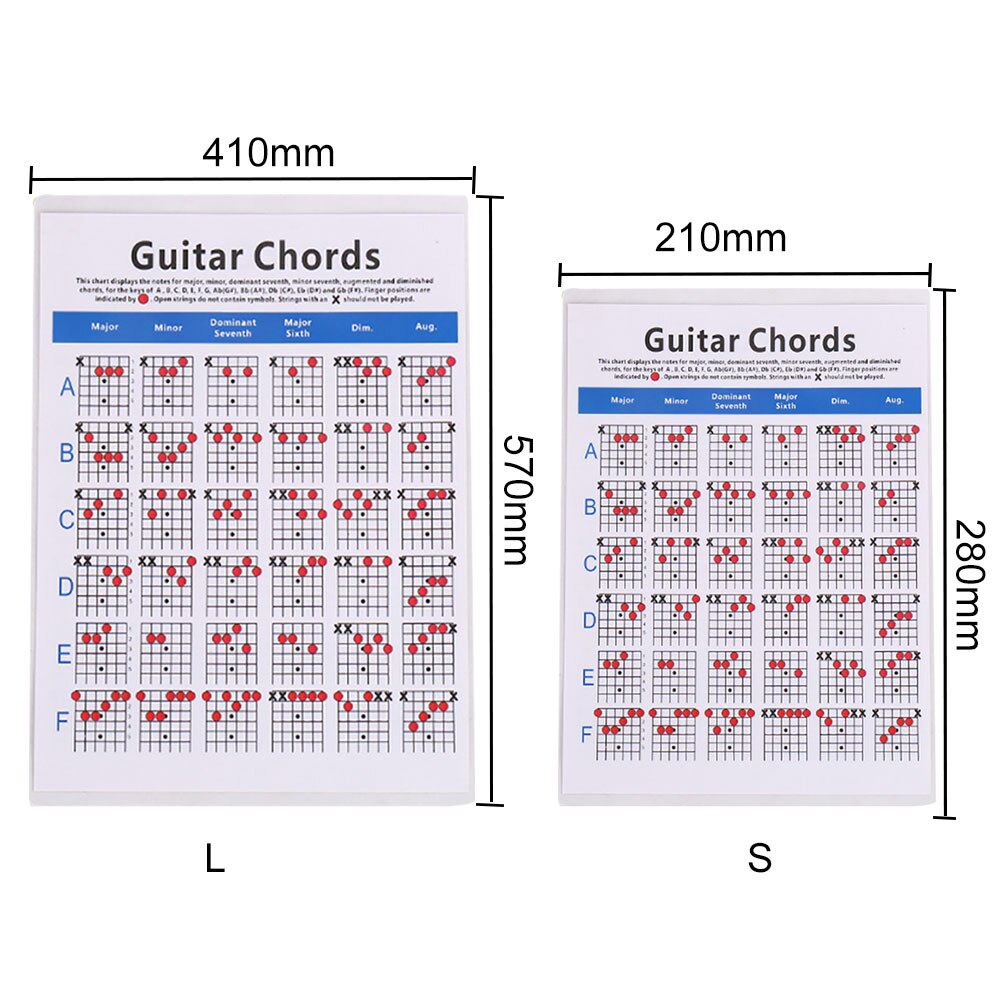 Guitar Practice Chord Chart Music Fretboard Instructional Exercise Wall Poster
