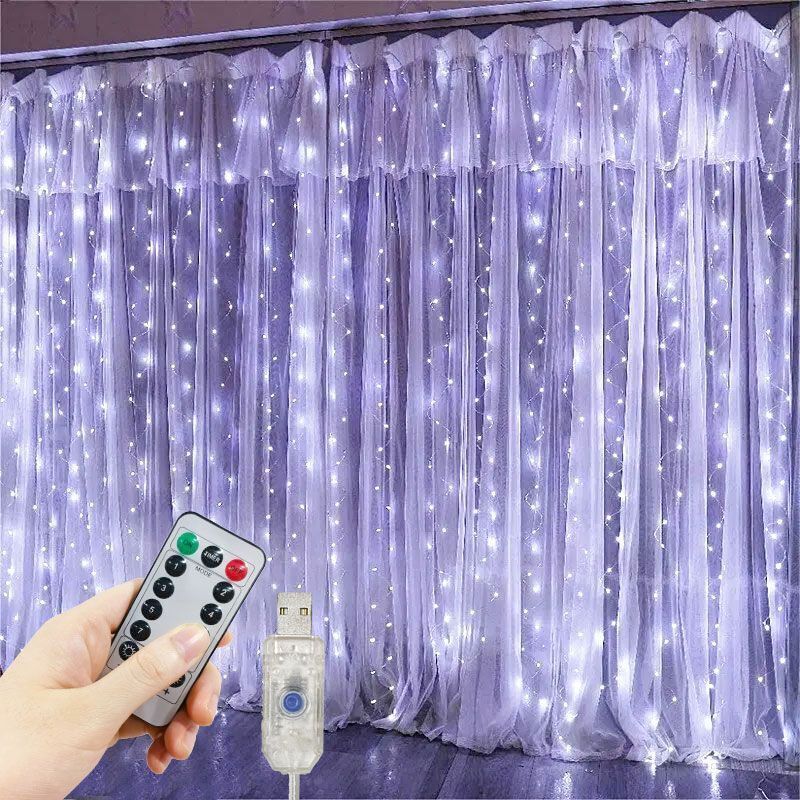 6M x 3M 3M x 3M Gordijn Lichtslingers USB Power LED Fairy Light Venster Nieuwjaar 2025 Garland Led-verlichting Kerstdecoratie