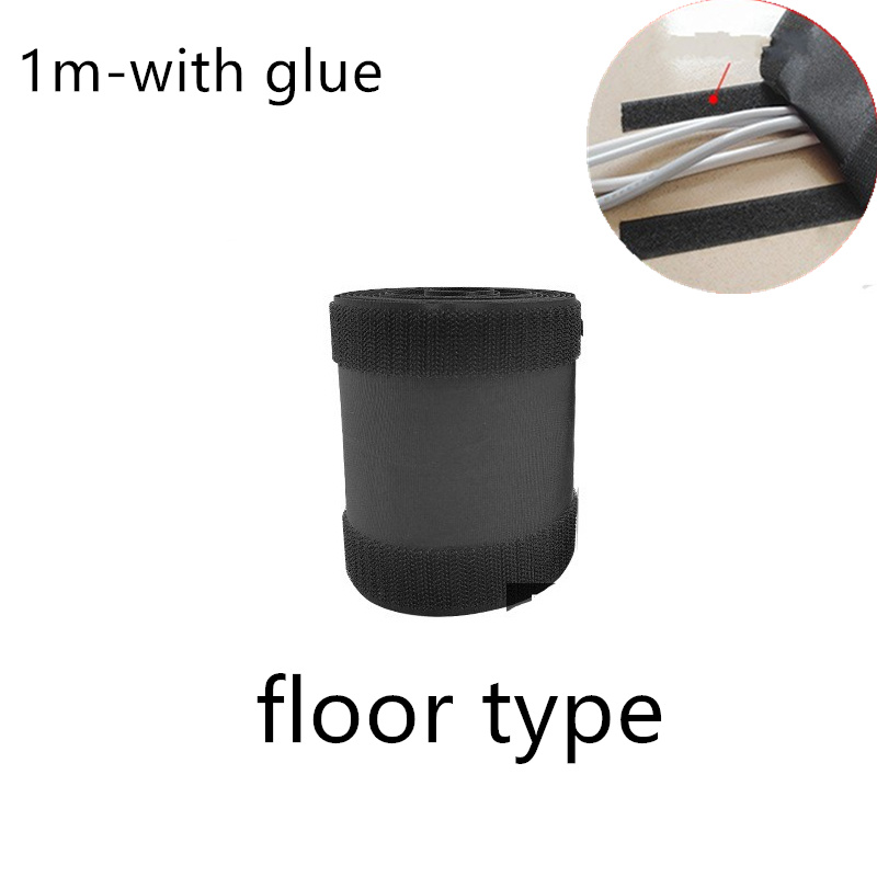 1/3 Meter Soft Adjustable Cable Cover Hook And Loop Management Sleeve Office Home Floor Carpet Wire Organizer Supplies: 1m-floor type-black