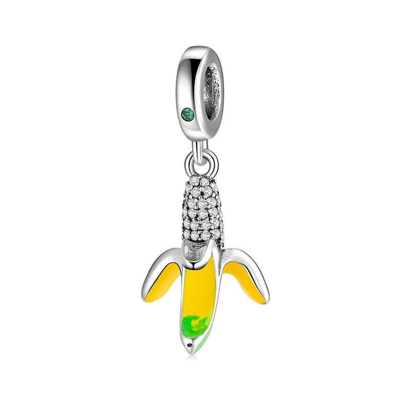 Pendentif Fruits et légumes en émail en argent Sterling 925, bricolage, perles, fabrication de bijoux, Bracelet à breloques fines originales européennes: PD0197