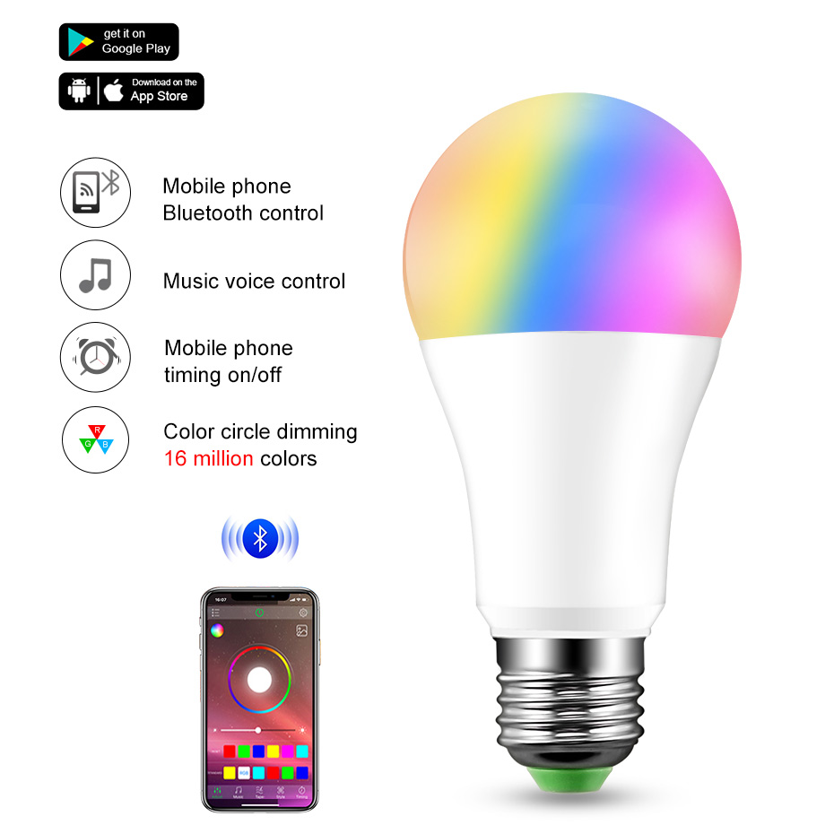 E27/B22 Bluetooth LED Lamp Licht 15W Dimbare Draadloze RGB Magic Lamp Lamp Meerdere Kleuren Nachtlampje voor Home Verlichting
