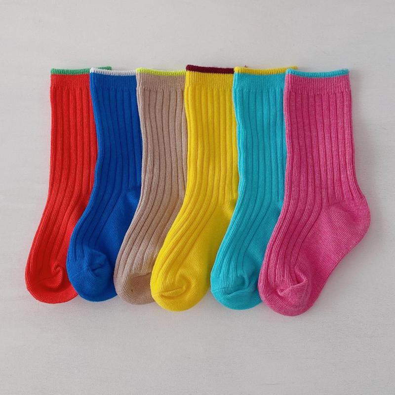 3 paires/lot 0-9 ans bébé enfant en bas âge coton chaussettes enfants garçons et fille printemps été automne court -né côtelé chaussettes couleur unie