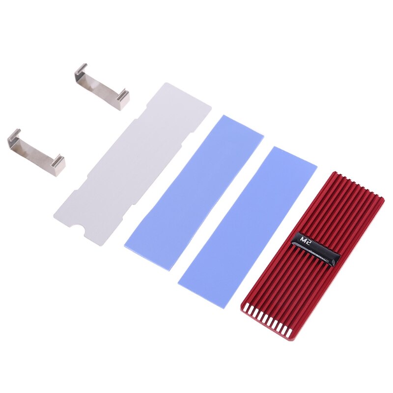 M .2 ssd nvme kjøleribbe kjøleribbe  m2 2280 ssd harddisk aluminium kjøleribbe med termisk pute til pcie sata  m2 ssd pc termisk radiat: Rød