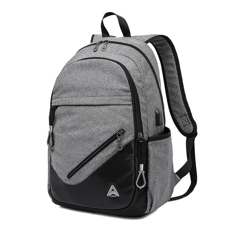 Senkey Style Men Backpacks For Teenager Caausal School Bags USB Charging Laptop Backpacks Large capacity Travel Bag: Gray