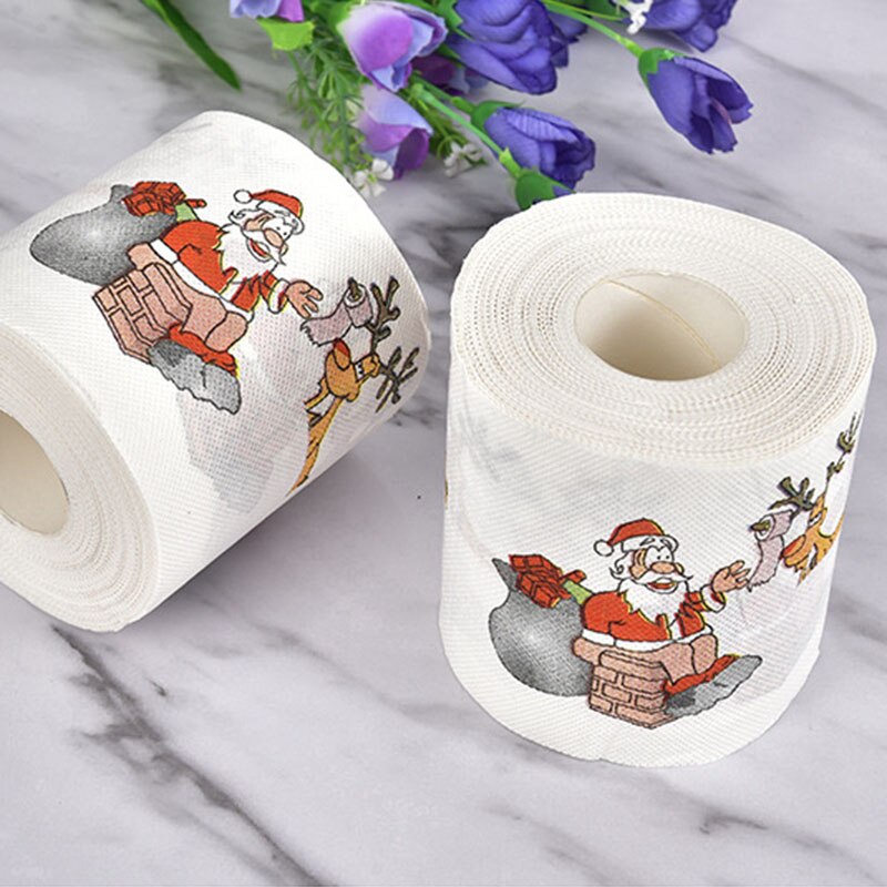 5PC Christmas Printing Paper Toilet Tissues Novelty Roll Toilet Paper Christmas Decoration for Home