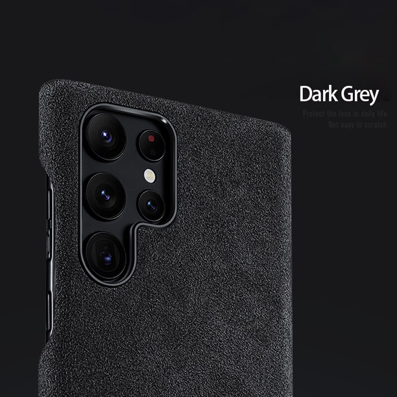 Italienische alcantara-hülle für samsung galaxy  s22 ultra 5g business, schutzhülle für samsung galaxy  s22 ultra, rückseite: Dunkelgrau