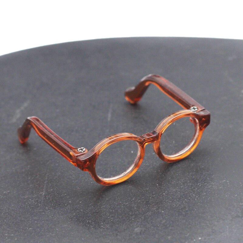 Bjd dukke runde briller til 1/6 1/8 bjd dukke tilbehør (egnet anden ansigtsbredde 4.4cm dukke): Rødbrun