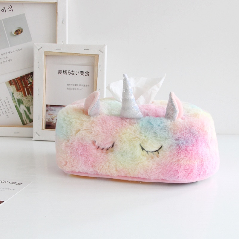 1 PC Cute Unicorn Tissue Box Plush Tissue Storage Holder Novelty Funny Tissue Box For Home Bedroom Restaurant Small