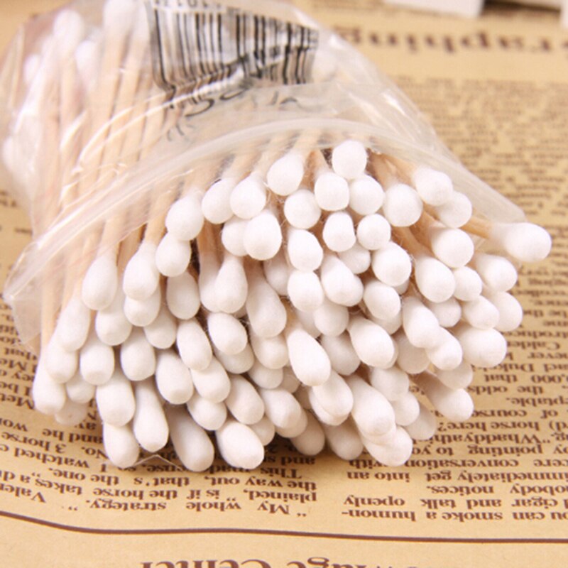 1Bag Dubbele Hoofd Wattenstaafje Baby Care Cleaning Up Remover Tip Hout Gereedschap Outdoor Emergency Medische Wondverzorging Dressing