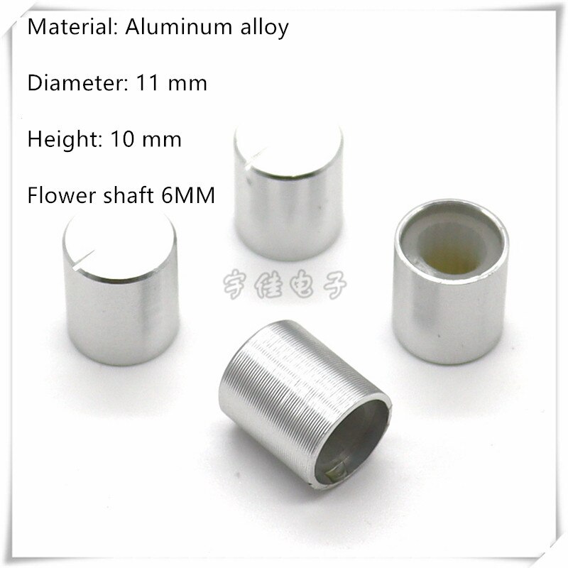 5 Stuk 10 × 11Mm Zilver Aluminium Dekselkleur Potentiometer Snelheid Schakelaar Knop Geschikt Voor Bloem As 6Mm