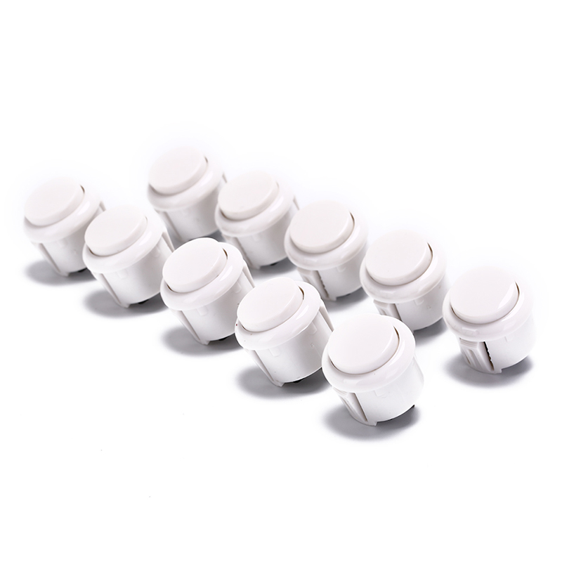 10pcs 24mm Factory Price Arcade Button Round Push Button Built-in Small Micro Switch For DIY Arcade Controller Ja Mame: white