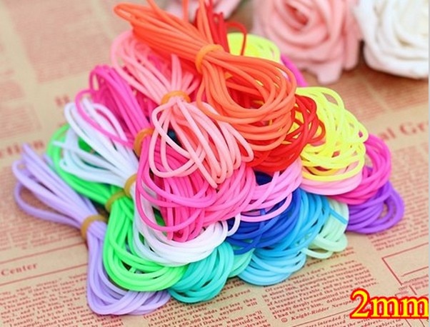 50m/roll Hollow Rubber Tubing Cord for cover wire varies colors jewellery necklace bracelet making 14 colors 2mm