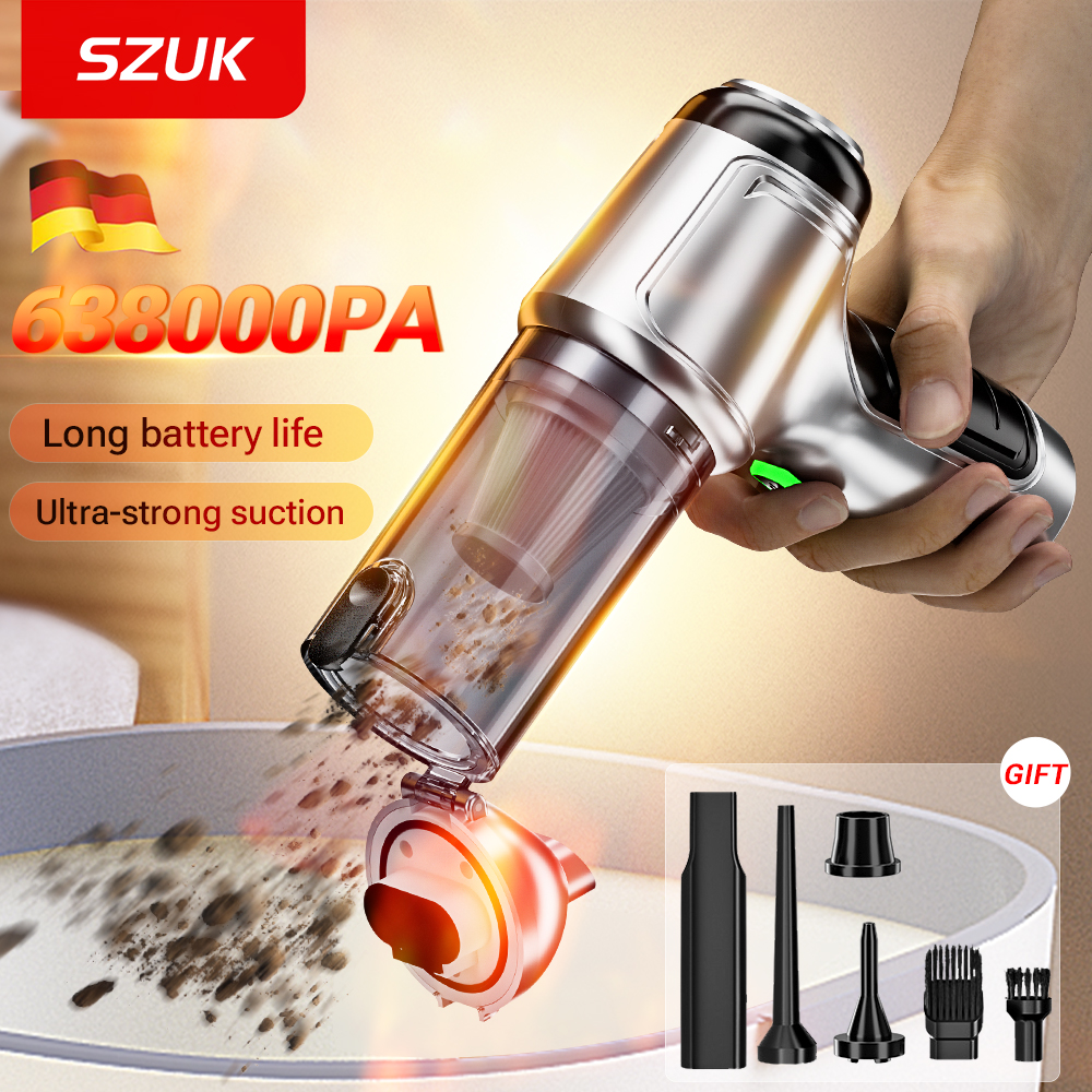 SZUK Auto Vacuüm Cieaner 638000Pa Draadloze Mini Handheld Reinigingsmachine Krachtige Draagbare Blower Stofzuiger voor Auto Thuis Draadloze stofzuiger Mini Handheld stofzuiger Stofzuiger voor auto en huis