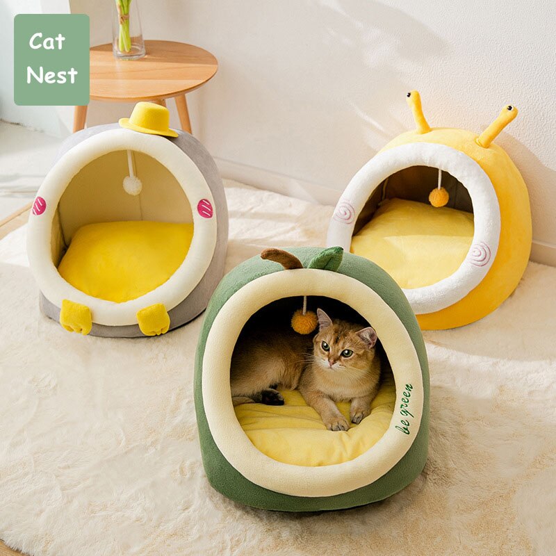Cute Cat Bed for Indoor Machine Washable Pet Beds for Small Dogs Winter Warm Puppy Cave Cozy Kitten Cushion Calming Dog Bed