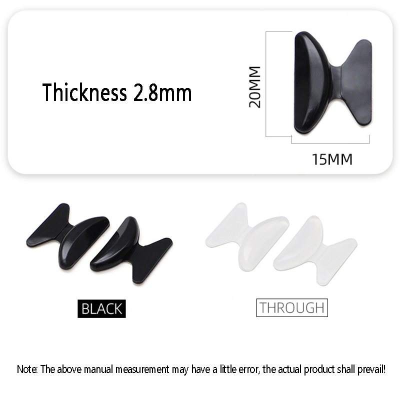 Seemfly 5 Pairs Siliconen Antislip Glazen Neus Pads Vlinder Type Anti-Inspringen Hypoallergeen Leesbril Glaswerk: 2.8MM White